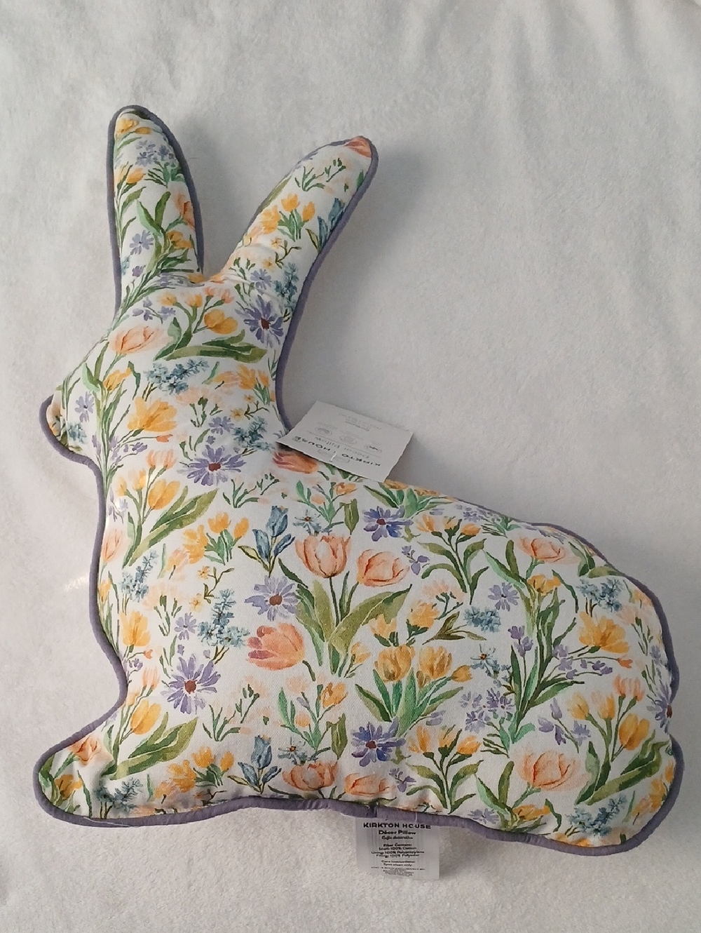 Kirkton House Floral Shaped Bunny Decorative Easter Spring Pillow 17"×20"